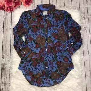 Anthro HD in Paris Floral Pattern Button Down Top